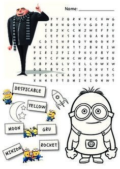 Детский кроссворд с миньонами