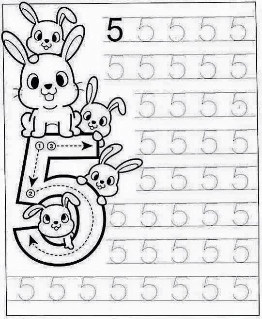 Учимся писать цифру 5 для дошкольников