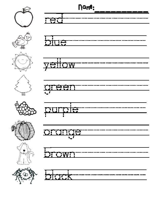 Цвета на английском для детей прописи
