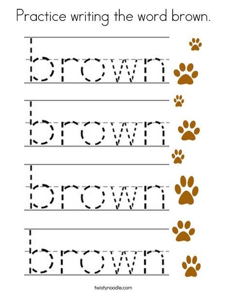 Прописи цвета на английском