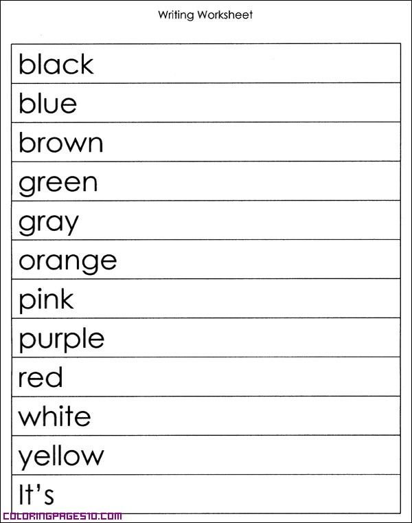 Прописи для детей цвета по английскому