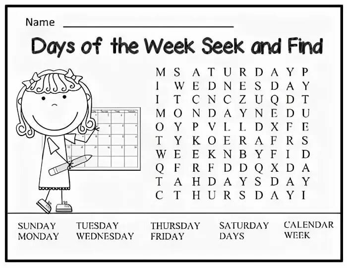 Дни недели на английском задания