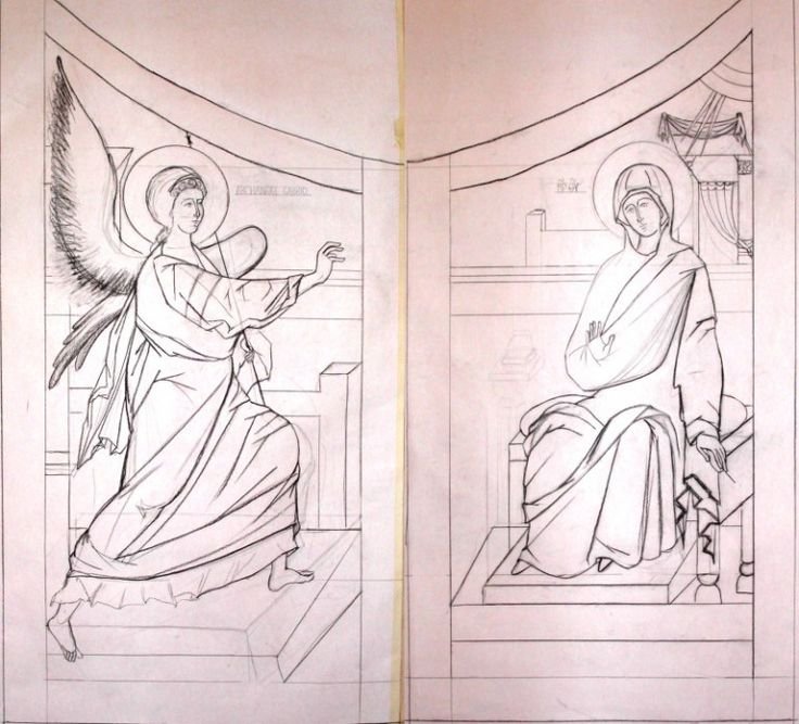 Благовещение Пресвятой Богородицы икона прорись