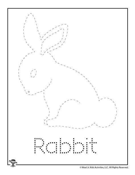 Letter r Worksheets for Kids Trace Rabbit