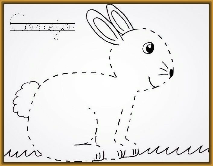 Кролик обводка для детей