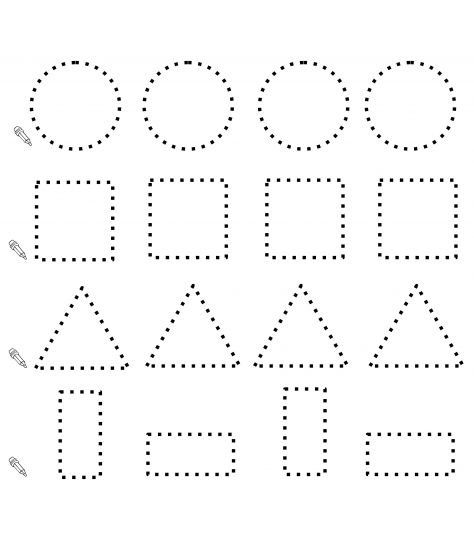 Геометрические фигуры для детей пунктиром