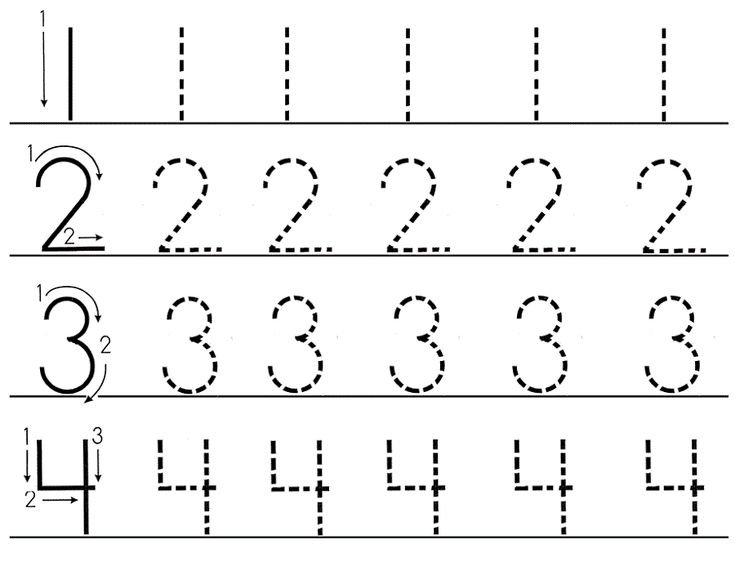 Прописи цифры от 1 до 5 для дошкольников