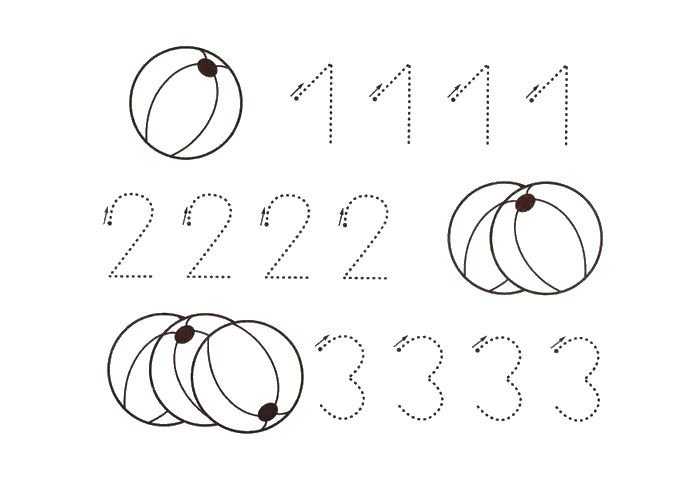 Прописи цифра 4 для дошкольников 3-4 лет