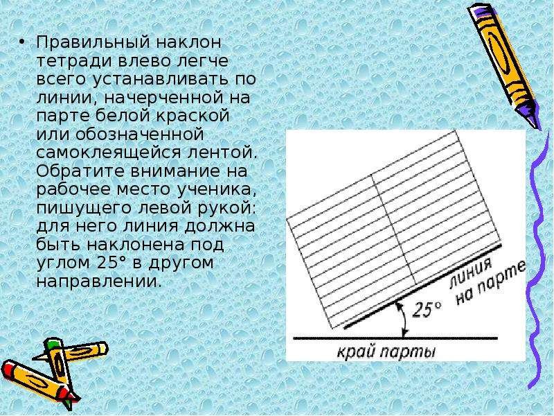Наклон тетради