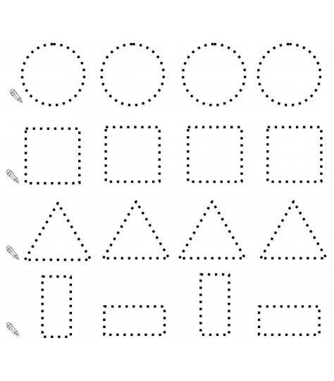 Геометрические фигуры для детей пунктиром