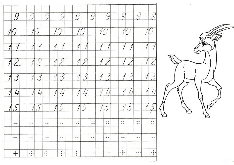 Прописи прописные цифры 1