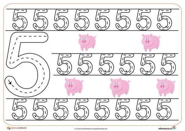 Цифра 5 пропись для дошкольников