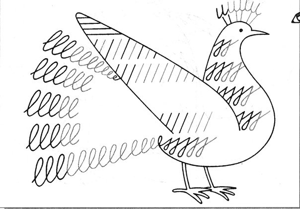 Штриховка птицы для дошкольников
