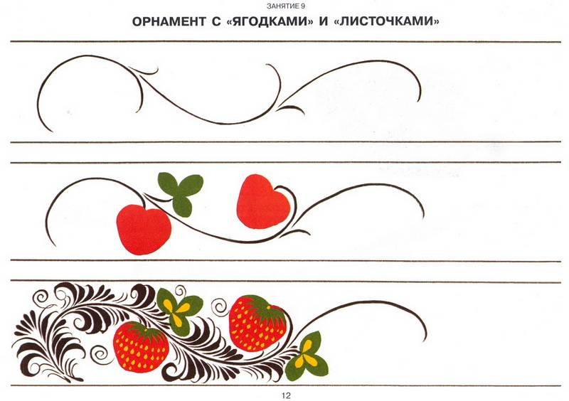 Элементы хохломской росписи узор листочки