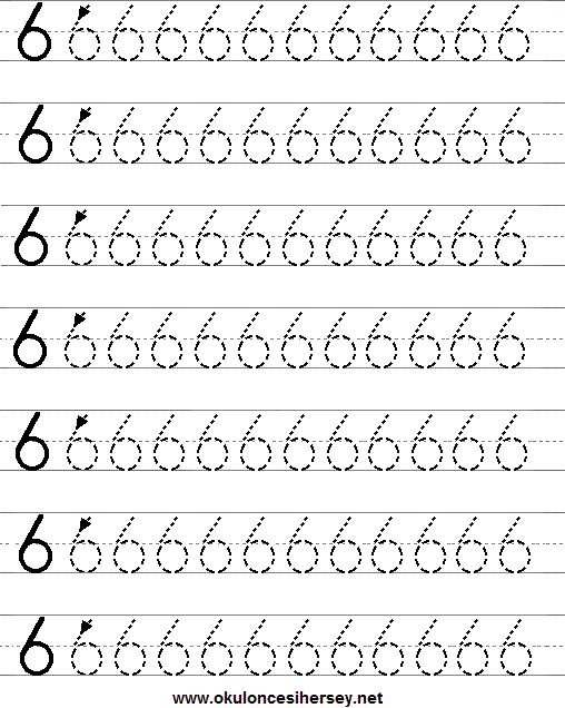 Написание цифры 6 для дошкольников