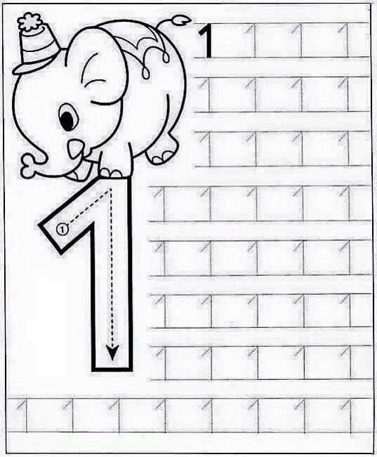 Учимся писать цифру 1 для дошкольников