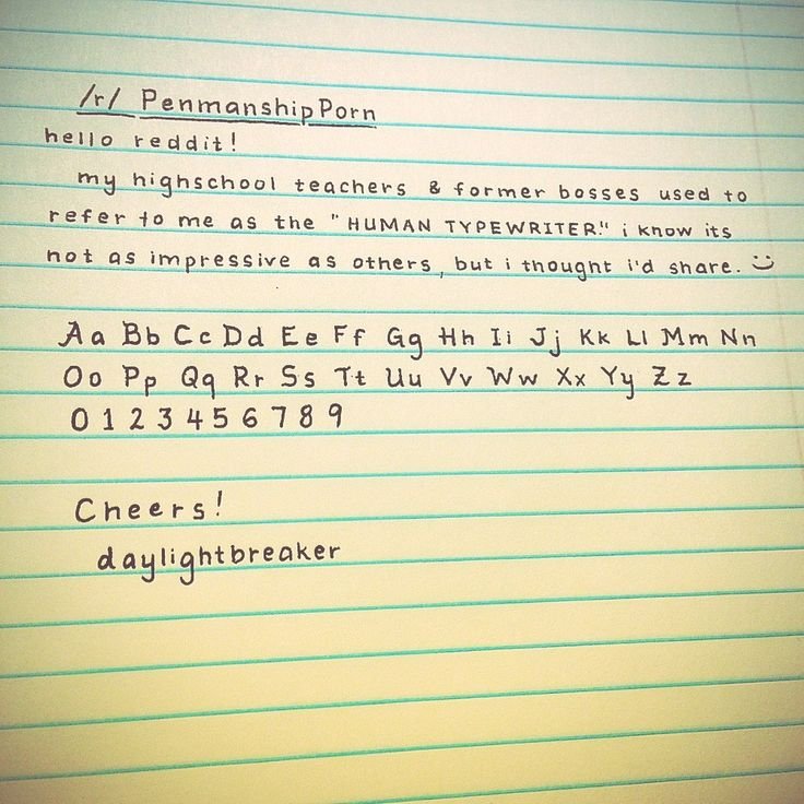 Neat English handwriting