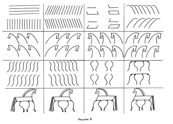 Мезенская роспись кони и олени