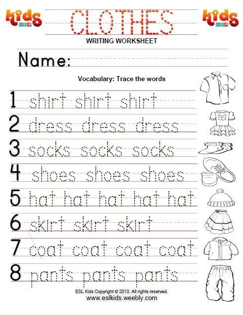 Одежда на английском для детей задания