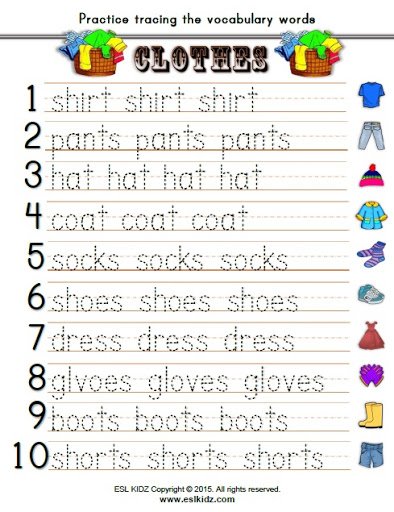 Одежда на английском Worksheets