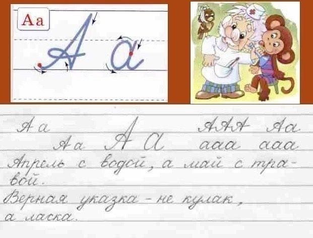 Чистописание буква а