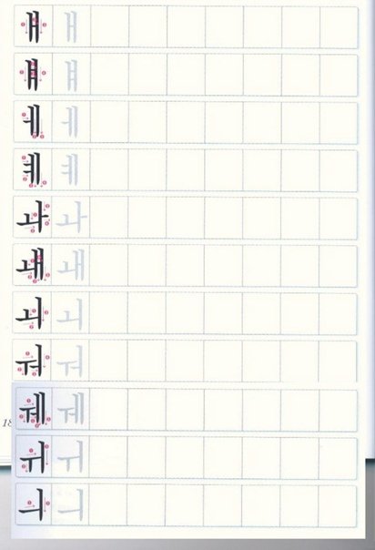 Корейские прописи хангыль согласные