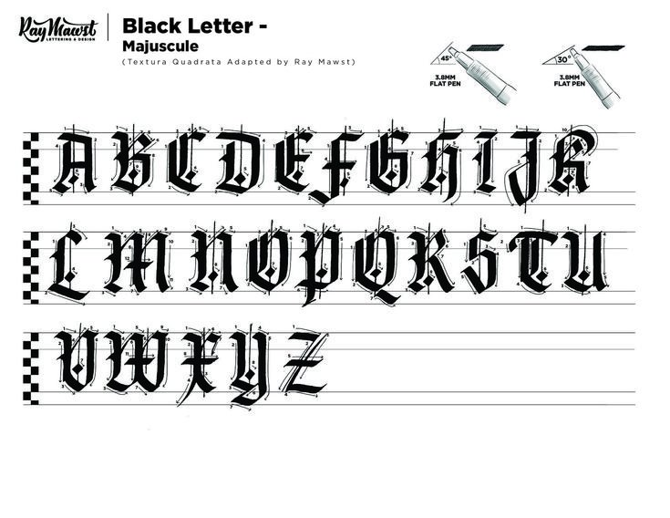 Упражнения для каллиграфии Готика