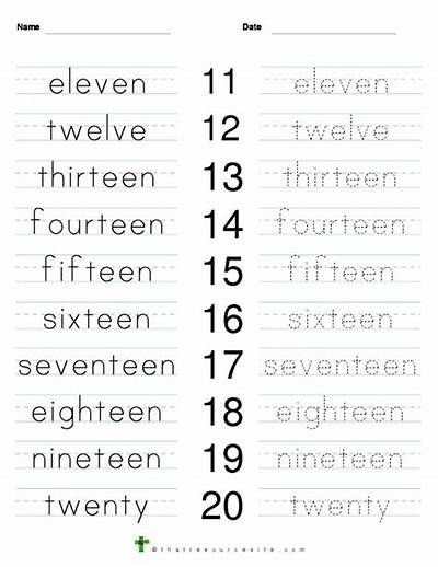 Прописи числа на английском