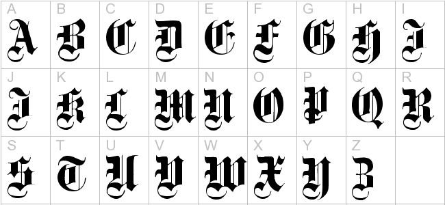 Русские буквы в готическом стиле