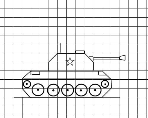 Рисунок танка по клеточкам