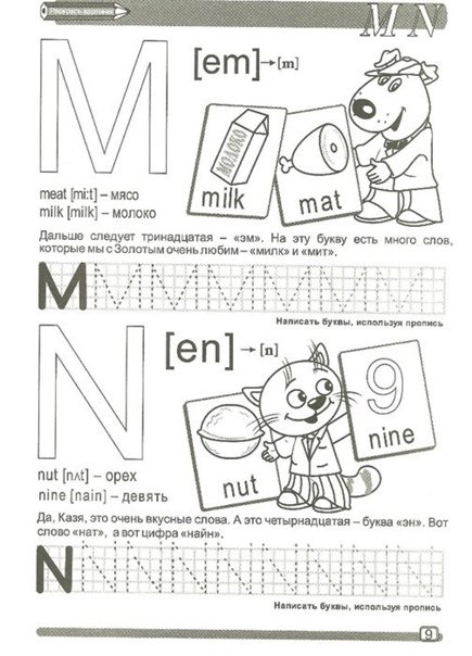 Английская буква n прописи