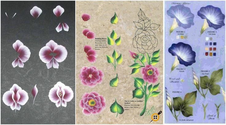 Цветы в технике одного мазка