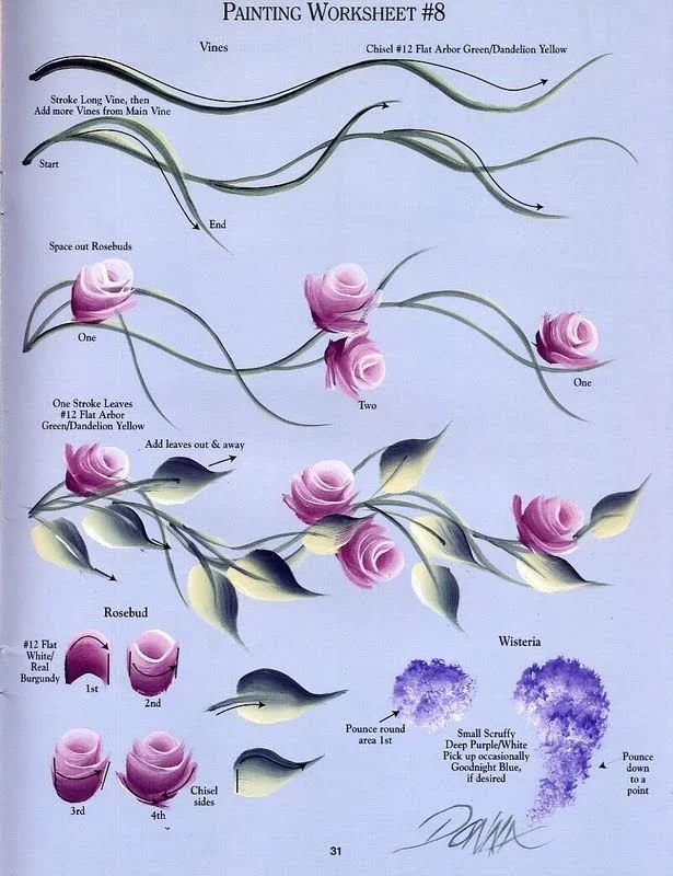 Цветы в технике двойного мазка