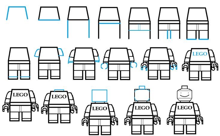 Рисуем лего человечков поэтапно