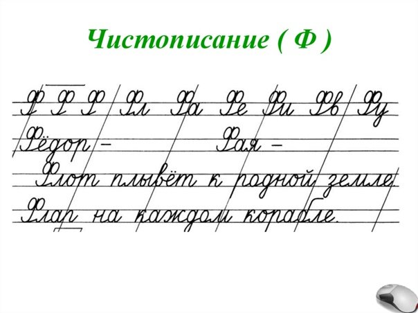 Чистописание буква ф 2 класс