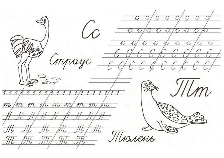 Прописи буква т