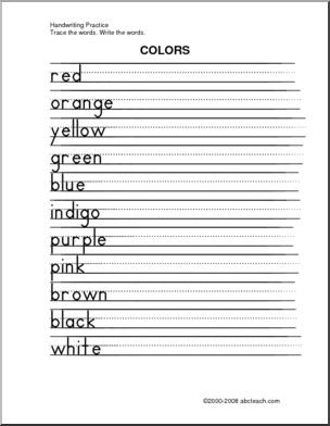 Цвета на английском для детей прописи