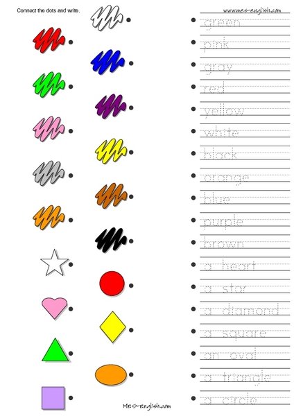 Прописи цвета на английском