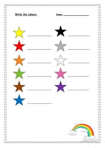 Colours прописи на английском