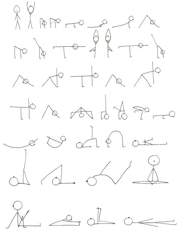 Схематичное изображение асан в йоге