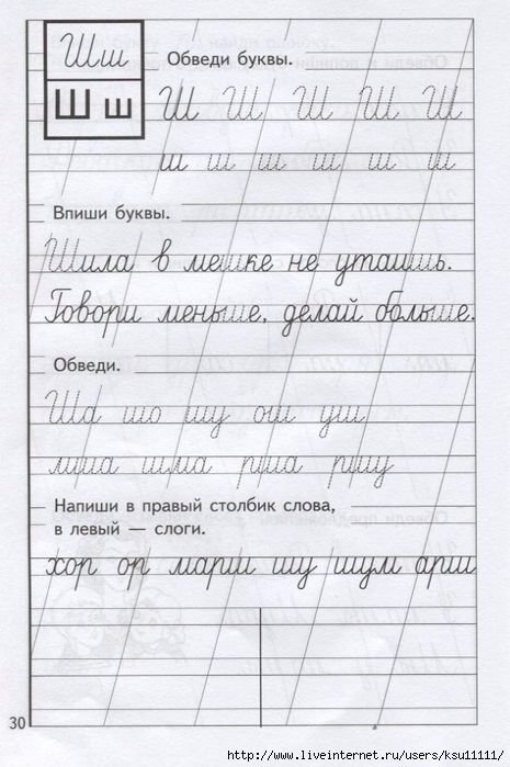 Буква ш письменная пропись