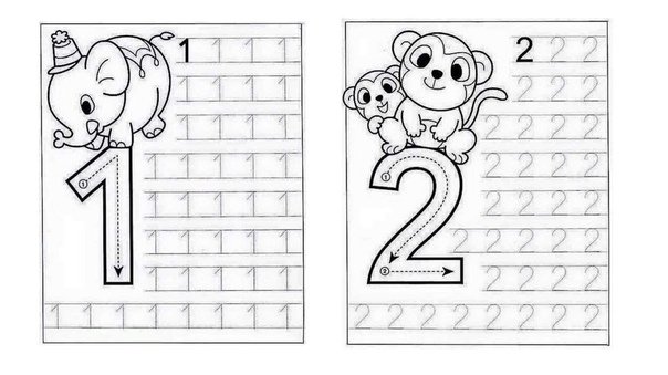 Цифра 1,2,3,4 прописи для дошкольников