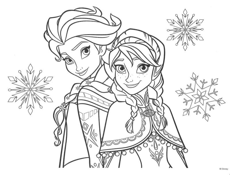 Раскраски для девочек Elsa Anna