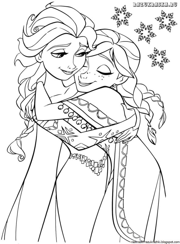 Разукрашка Эльза и Анна