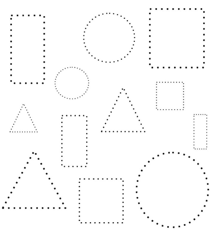 Геометрические фигуры для детей пунктиром