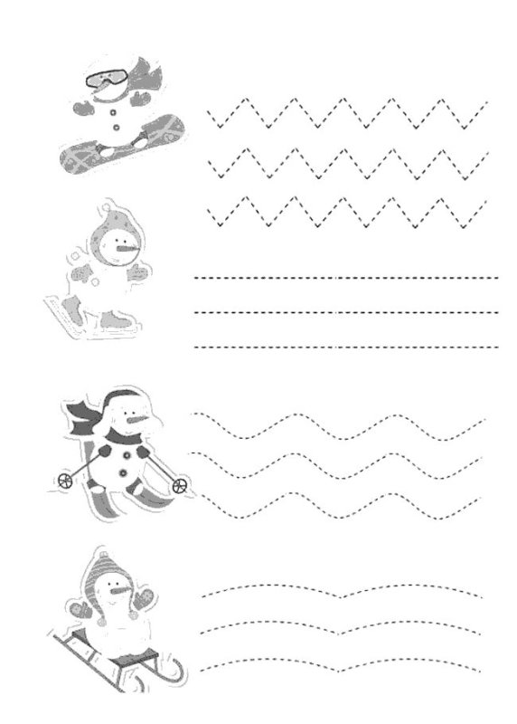 Графомоторика для детей 3-4 лет зима