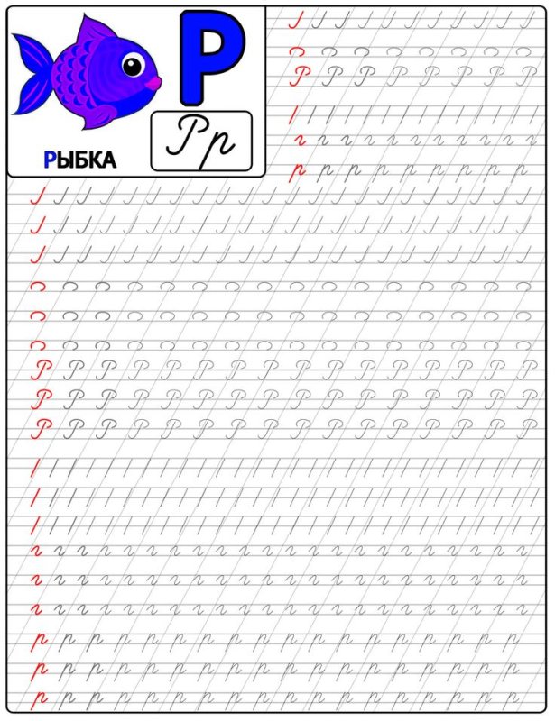 Прописи букв для дошкольников прописная р