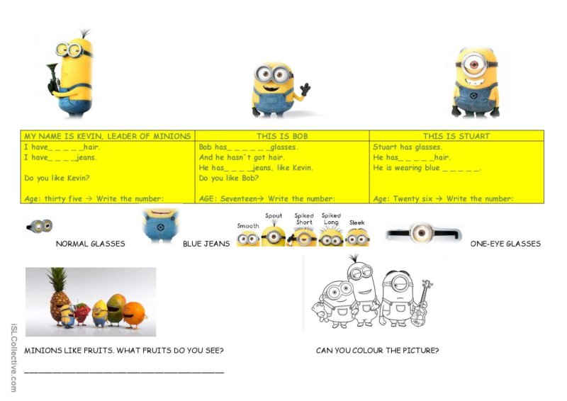 Миньоны на английском