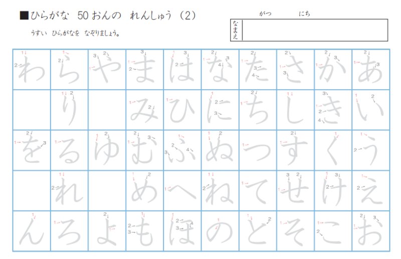 Прописи японской Хираганы