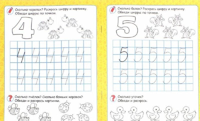 Прописи цифра 5 для дошкольников 3-4 лет